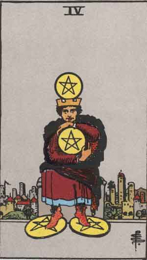 Tarotkarte - Vier der Münzen