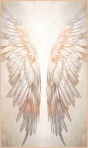Weisse Engelflügel auf der Karten-Rückseite des Engeltarot Decks