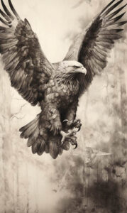 Krafttier Adler in vollem Flug mit mächtigen Krallen
