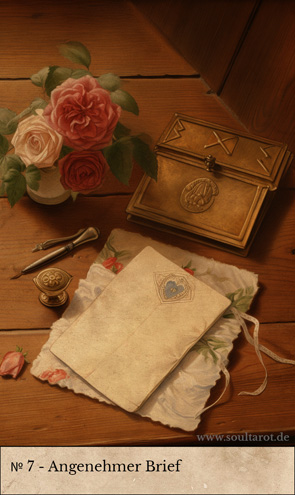 Kipperkarte Angenehmer Brief mit Papier und Stift auf einem alten Holztisch