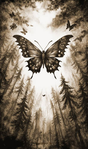 Krafttier Schmetterling in vollem Flug von unten fotografiert