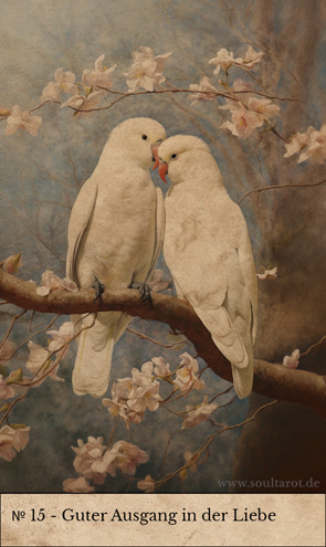 15 Kipperkarte Guter Ausgang in der Liebe mit zwei weissen Vögeln die turteln