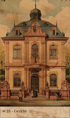 Kipperkarte Gericht mit der Abbildung eines Gerichtsgebäudes