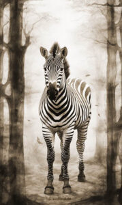 Krafttier Zebra steht in einer mystischen Lichtung