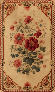 Kipperkarten Deck mit Blumen und Verschnörkelungen - Rückseite der Karte