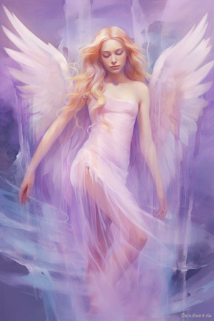 Engelkarte der Seelenverbindung mit lila und purpur Farben gemalt