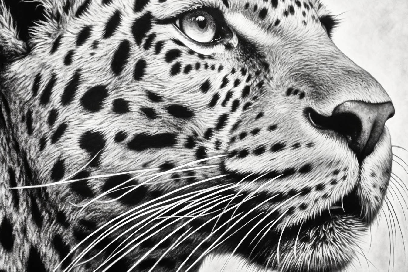 Krafttier Jaguar - Nahaufnahme des Gesichts und der Augen von der Seite