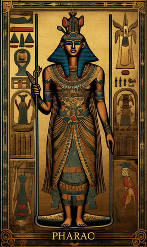 Pharao - Ägyptische Tarotkarte des Königs in festlichem Gewand
