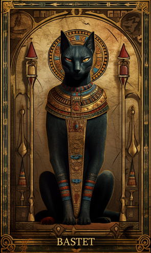 Bastet - Ägyptische Tarotkarte mit Gottheit in Form einer Katze