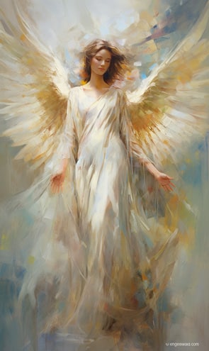 Engelkarte der Freiheit mit Engel und geöffneten Flügeln