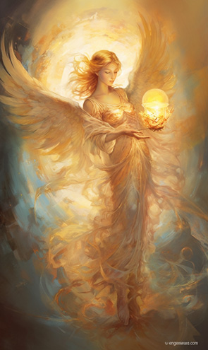 Engel des Lichts mit glühender Kugel in den Händen