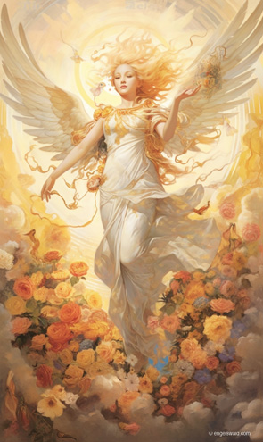 Engel der Offenbarung im Blumenmeer
