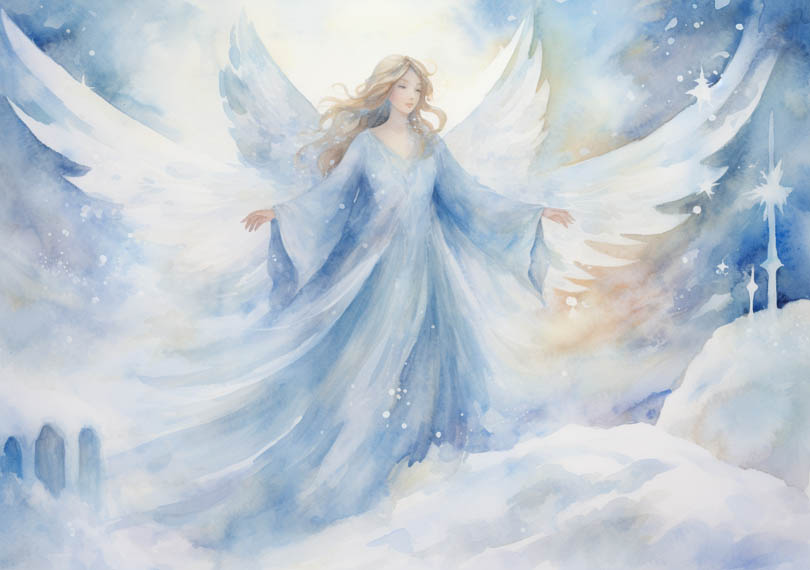 Engel im tiefsten Winter voller Schnee