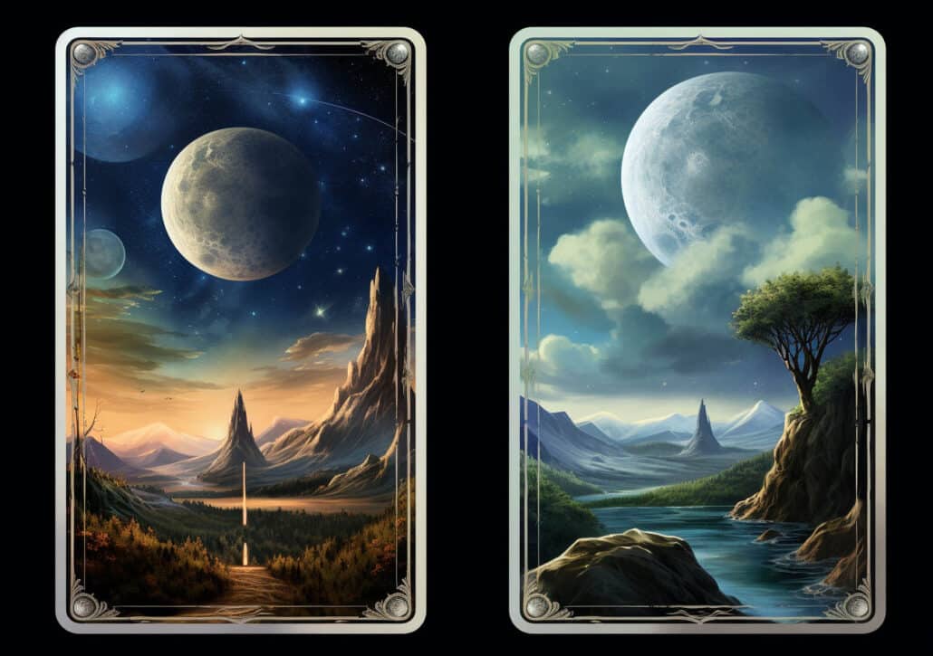 Lenormand Online Karte mit Mond und Berg im Hintergrund