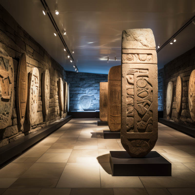 Runensteine im Museum mit Bedeutung