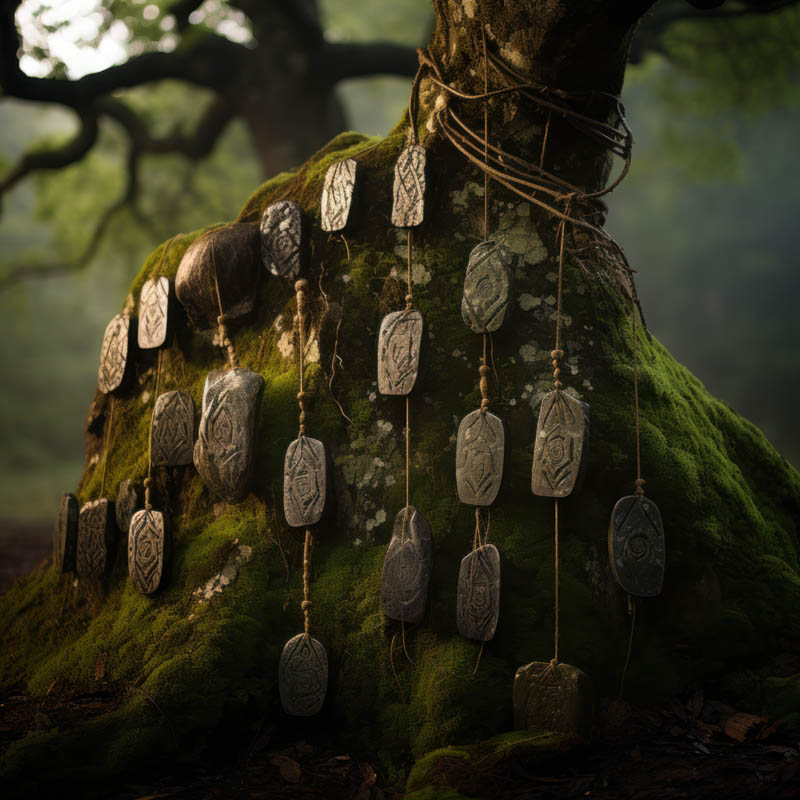 Runensteine am Baum hängend - Ansuz Bedeutung