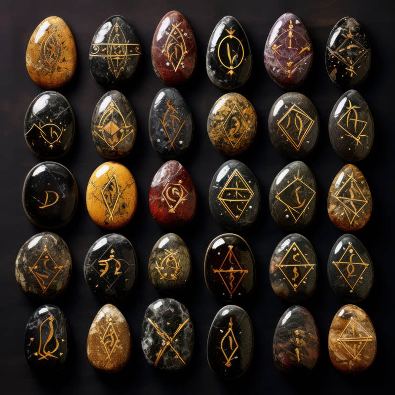 Runensteine Auswahl mit Symbolen