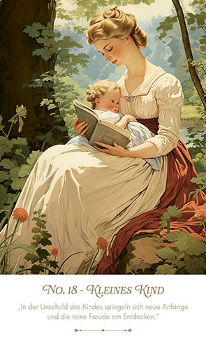 Kipperkarte Kleines Kind - Mit Frau und Baby im Arm und einem Buch in der Hand - No. 18