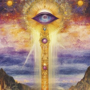 Intuition mit dem dritten Auge im Himmel, Wasserfarbenbild
