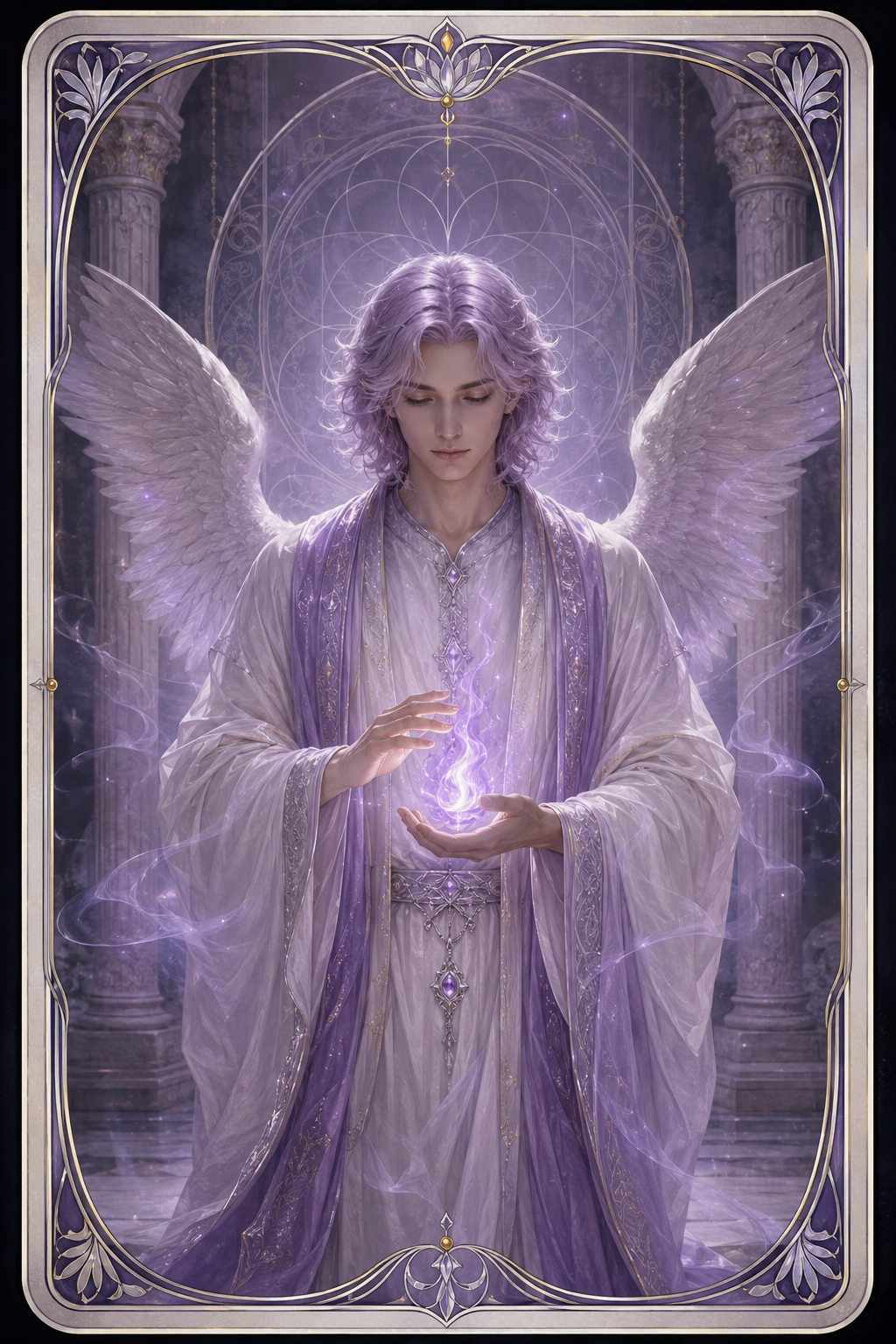 Erzengel-Zadkiel-Karte – Engel im violetten Licht der Wandlung