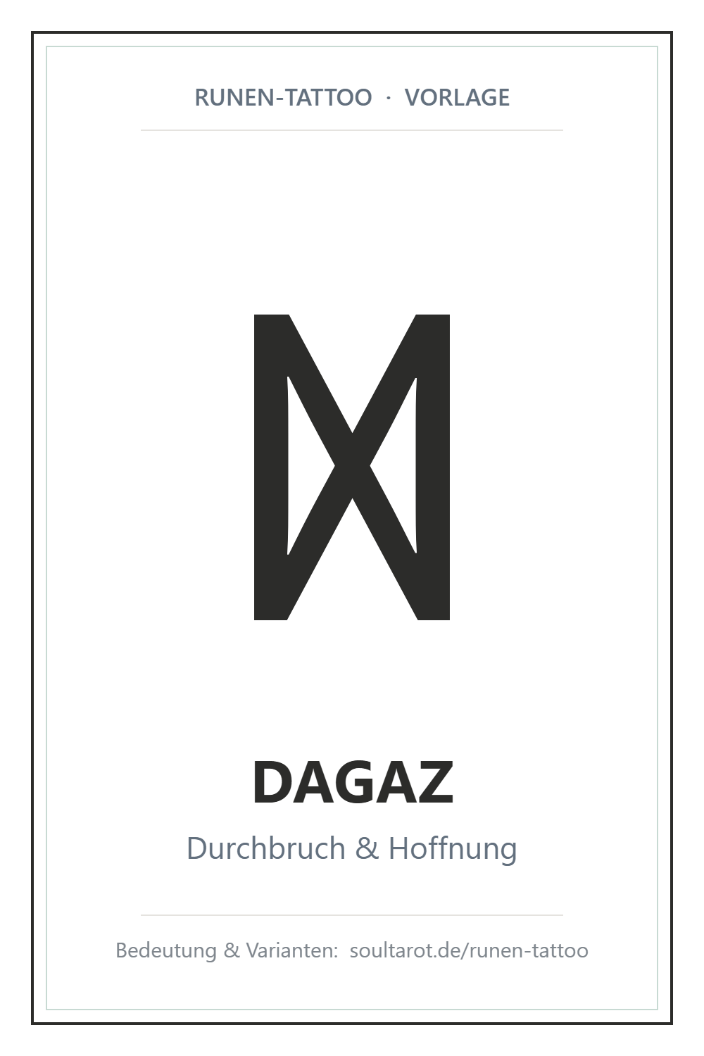 Runen-Tattoo-Vorlage: Dagaz-Rune (ᛞ) – Symbol für Durchbruch & Hoffnung