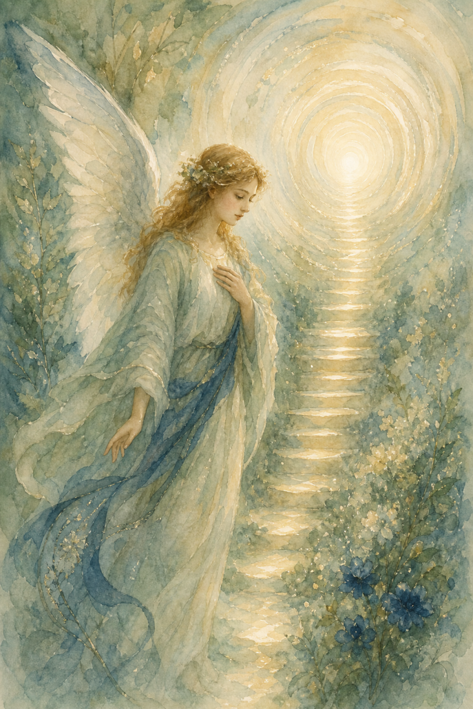 Schutzengel Pahaliah – Engel für Berufung und Sinnfindung (Aquarell-Illustration)