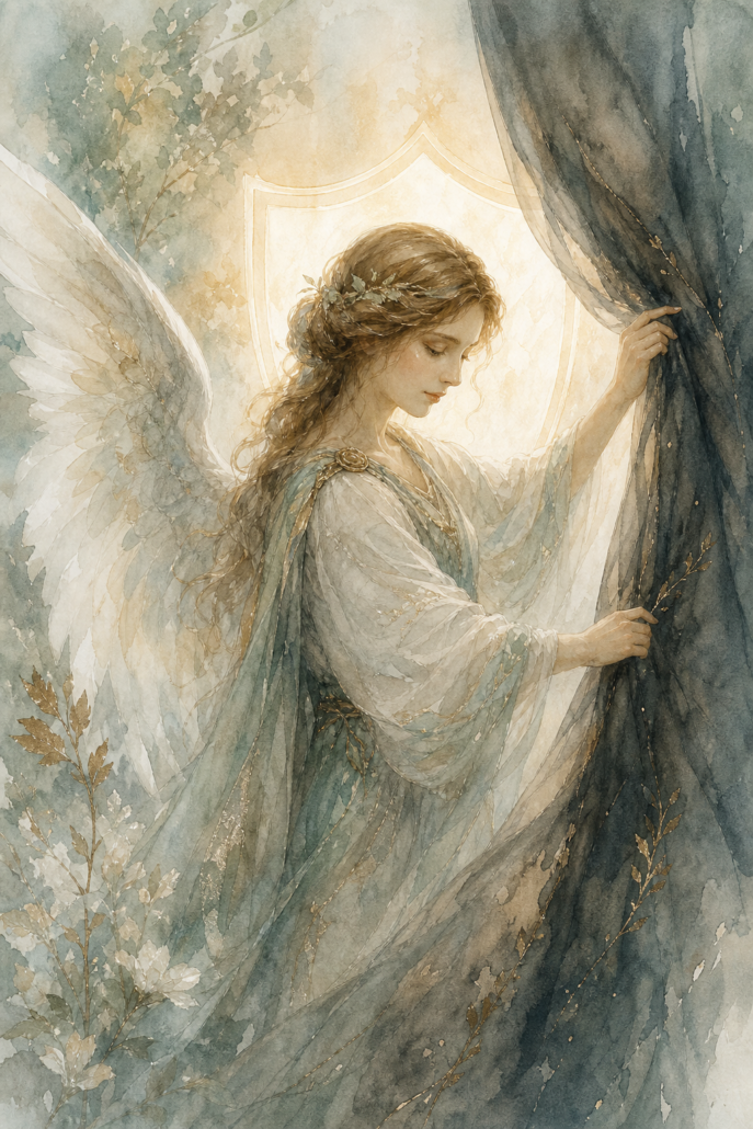 Schutzengel Ieiazel – Engel für Trost und Erleichterung (Aquarell-Illustration)